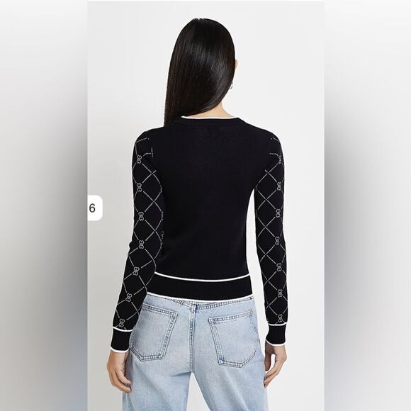 River Island London Black argyle Heart Knit Cardigan Sz 14 - Picture 8 of 12